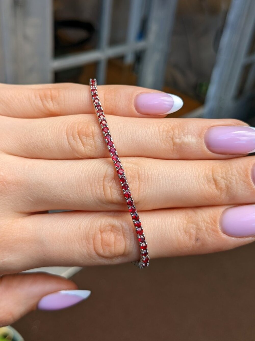 4.01ctw Natural Mozambique Ruby Tennis Bracelet 14K White Gold 7 Inch